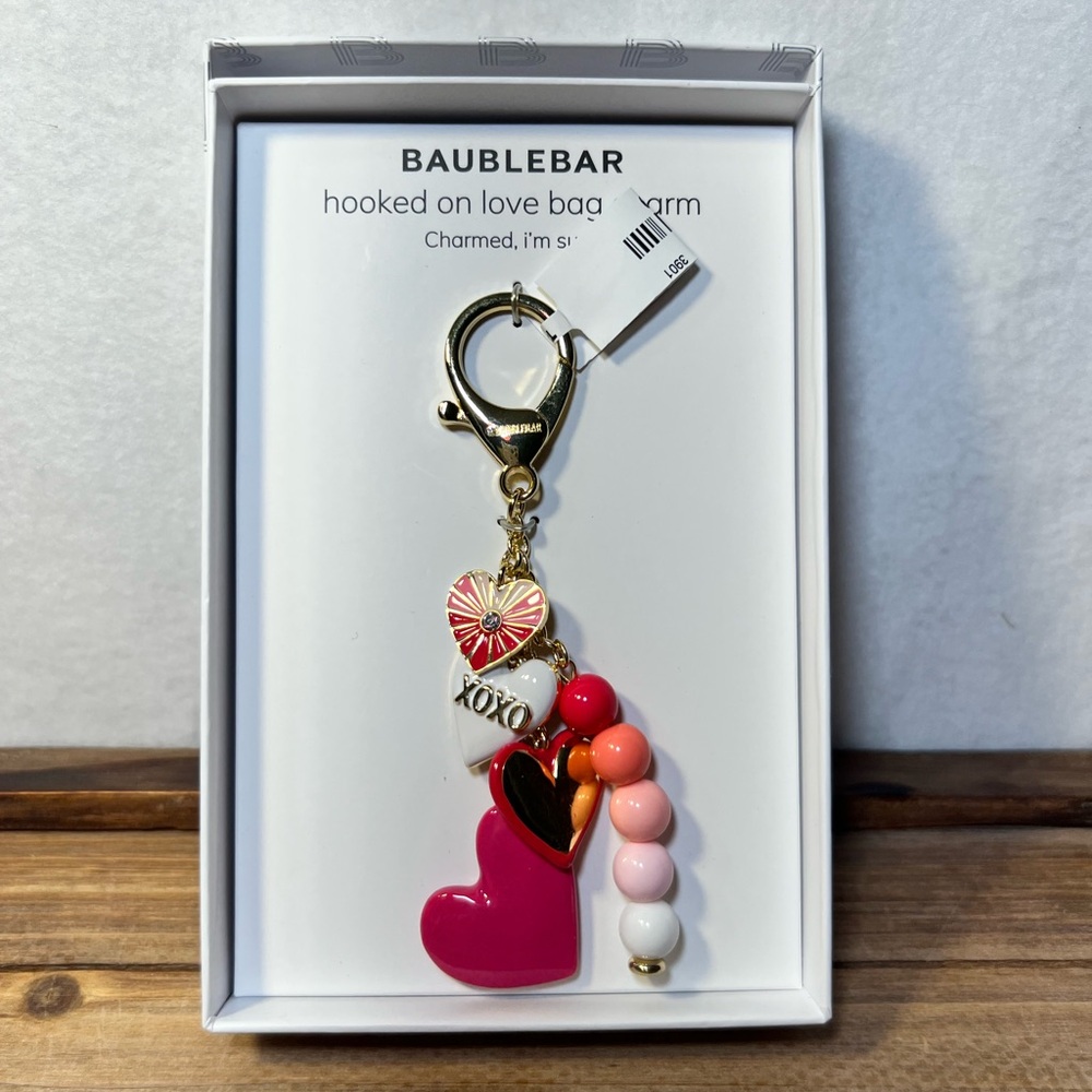 BaubleBar Pink and Gold Bag Charm/Keychain